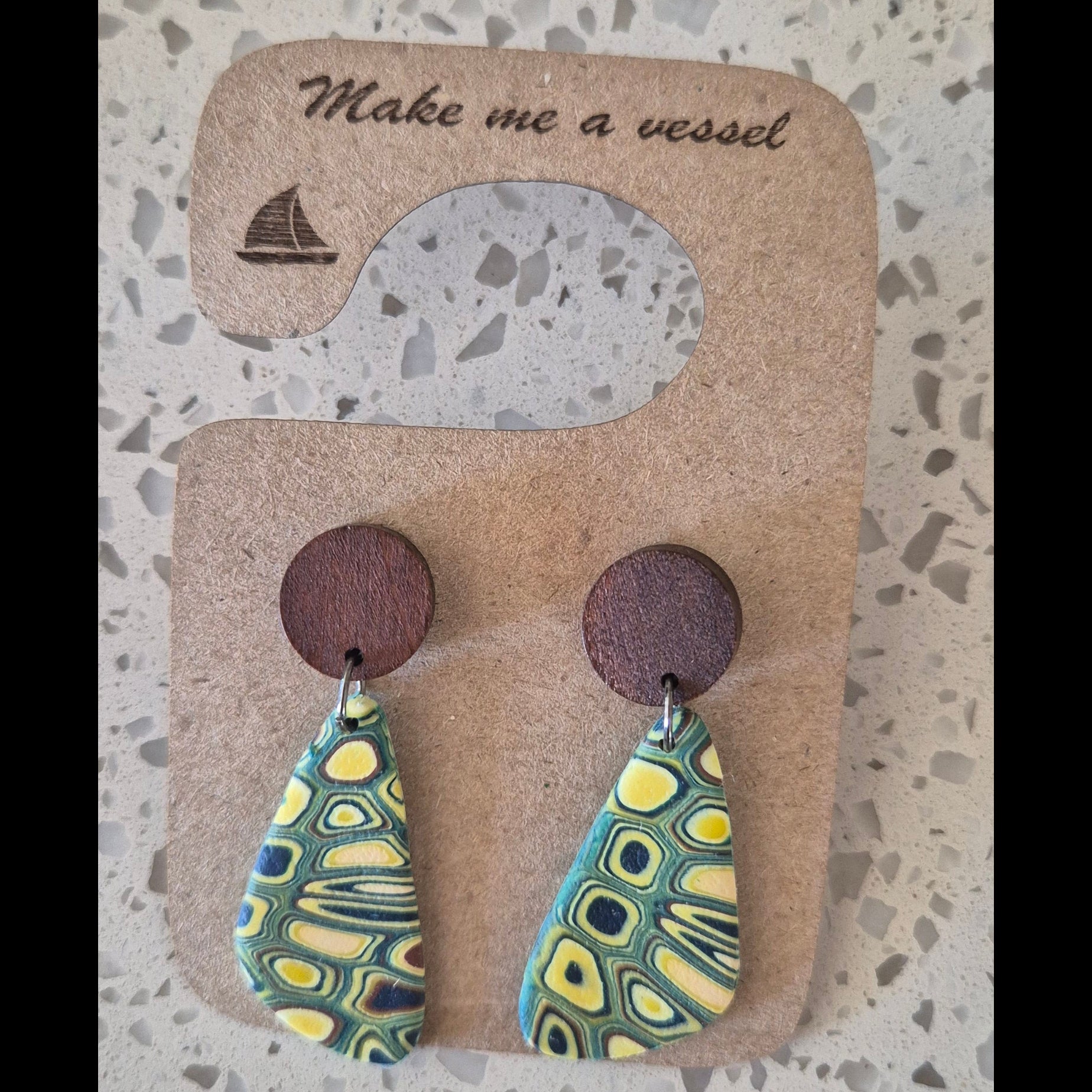 Green andbrown marbled with black earrings