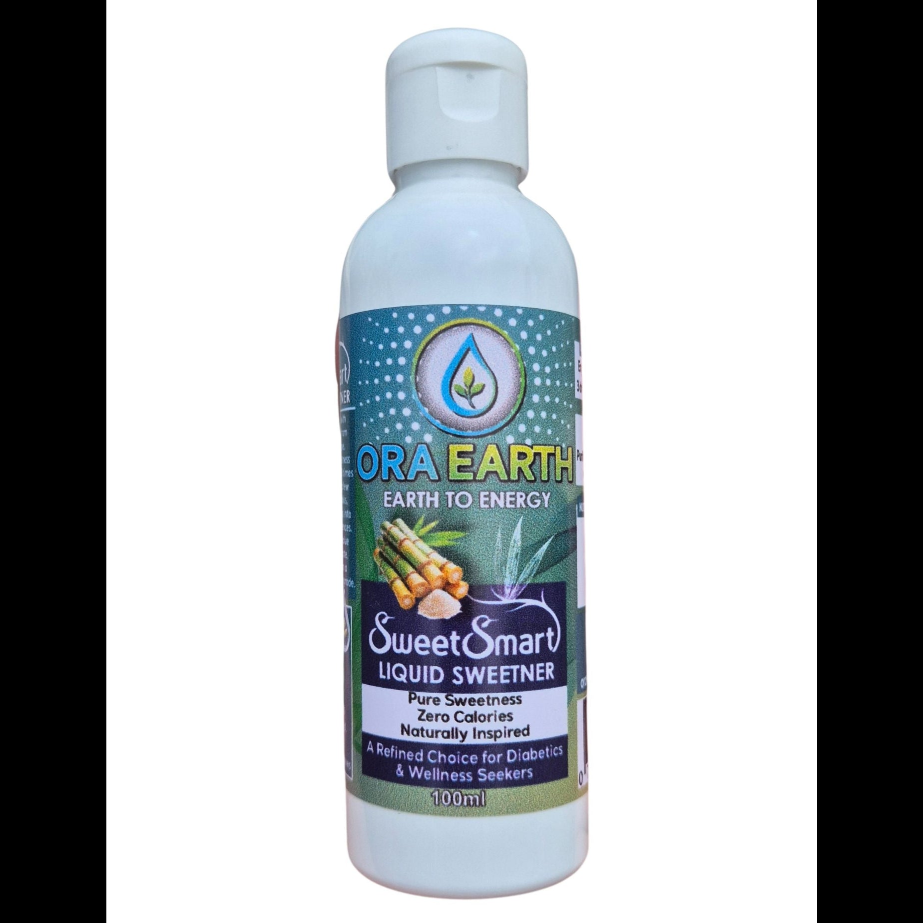 OraEarth Sweet Earth liquid sweetener bottle on a white background