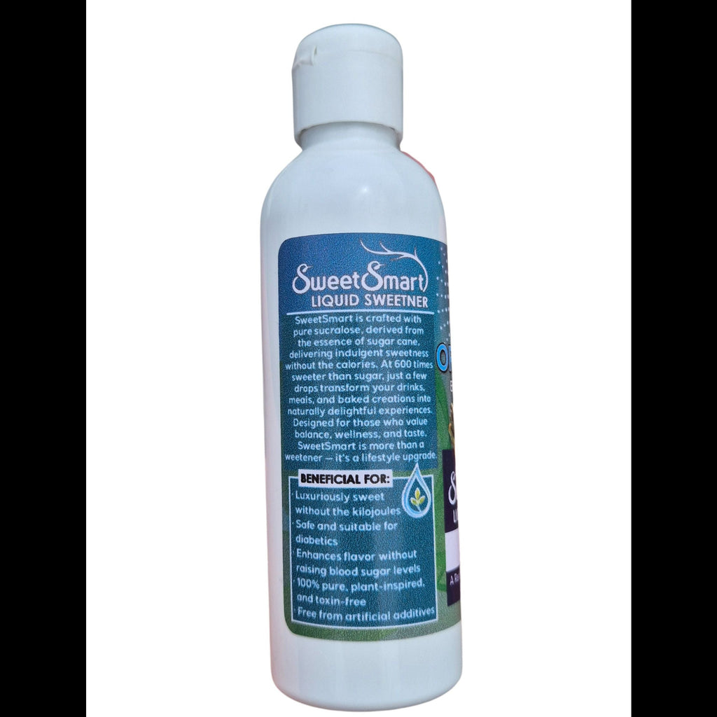 Bottle of Sweet Smart liquid sweetener on a white background
